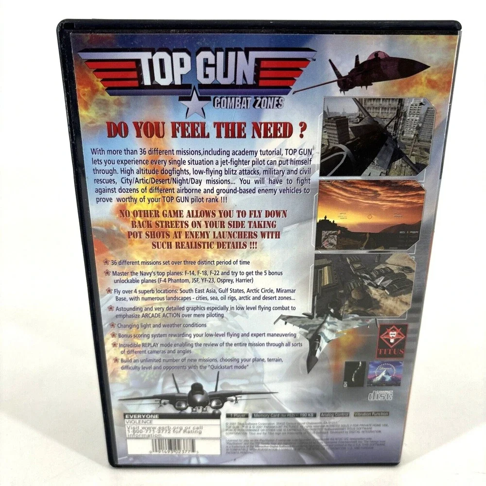 Top‎ Gun Combat Zones For PlayStation 2 PS2 Racing Complete w Manual
